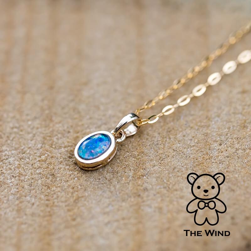 Collar de Ópalo Triple Australiano Ovalado en Oro Amarillo de 14k en Nuevo estado para la venta en Suwanee, GA