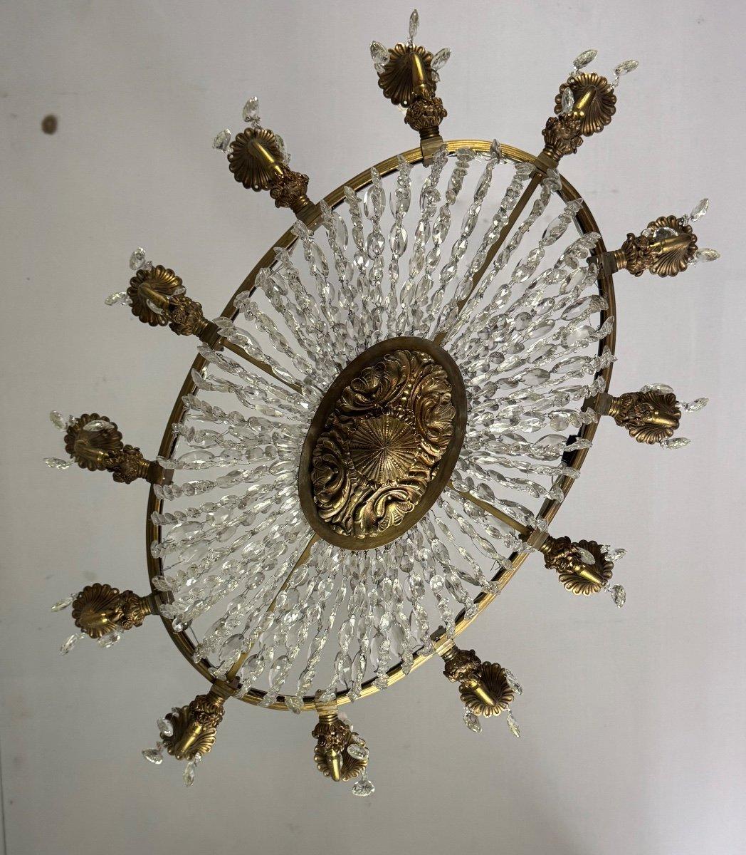 Ovaler Taschen-Kronleuchter aus Bronze und Perlen in Form einer Tasche, um 1900 im Angebot 4