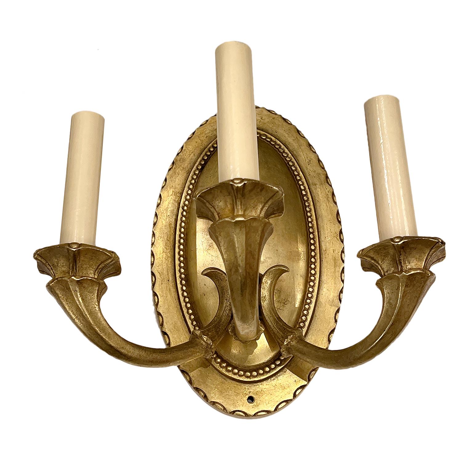 French Gilt Bronze Oval Sconces For Sale