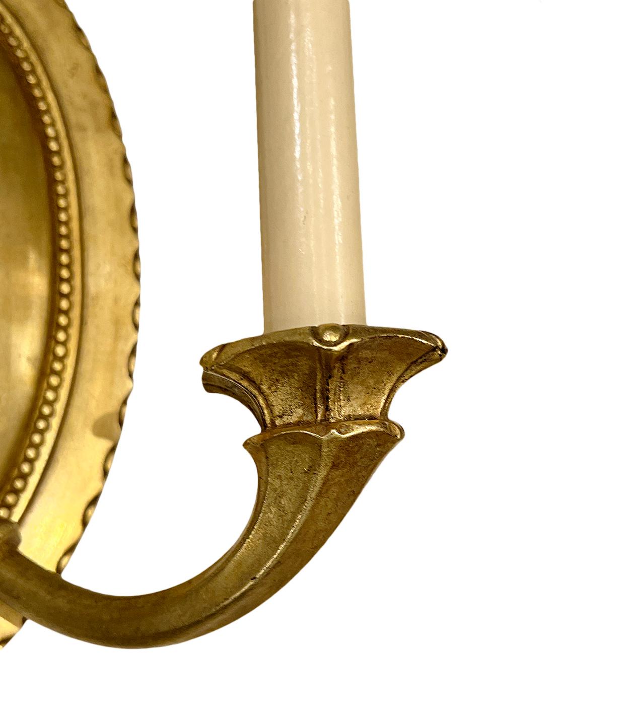 Gilt Bronze Oval Sconces In Good Condition For Sale In New York, NY