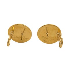 Oval Shaped Cabochon Tourmaline Yellow Gold Drop Earrings