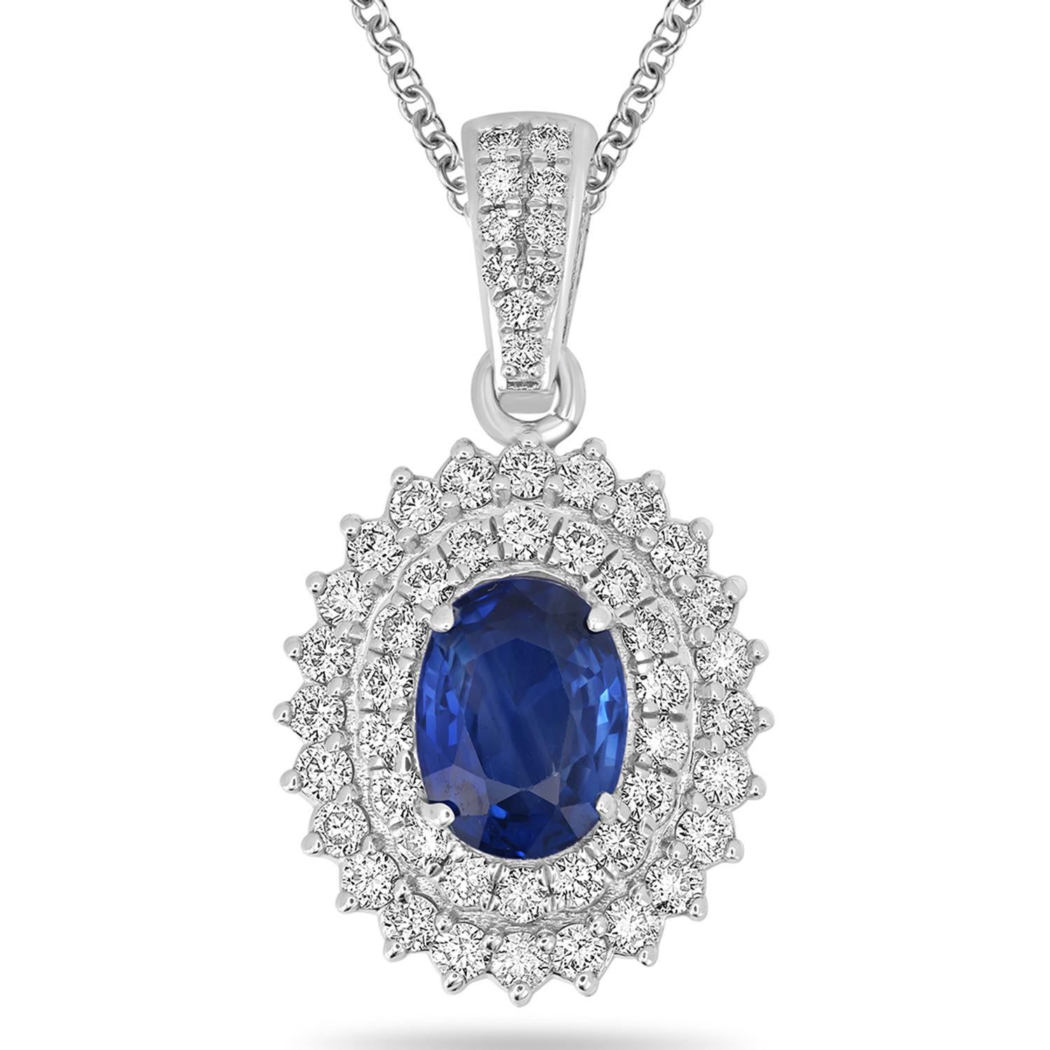 Art déco Pendentif flocon de neige minime en saphir bleu de Ceylan de forme ovale, rehaussé d'un diamant en vente
