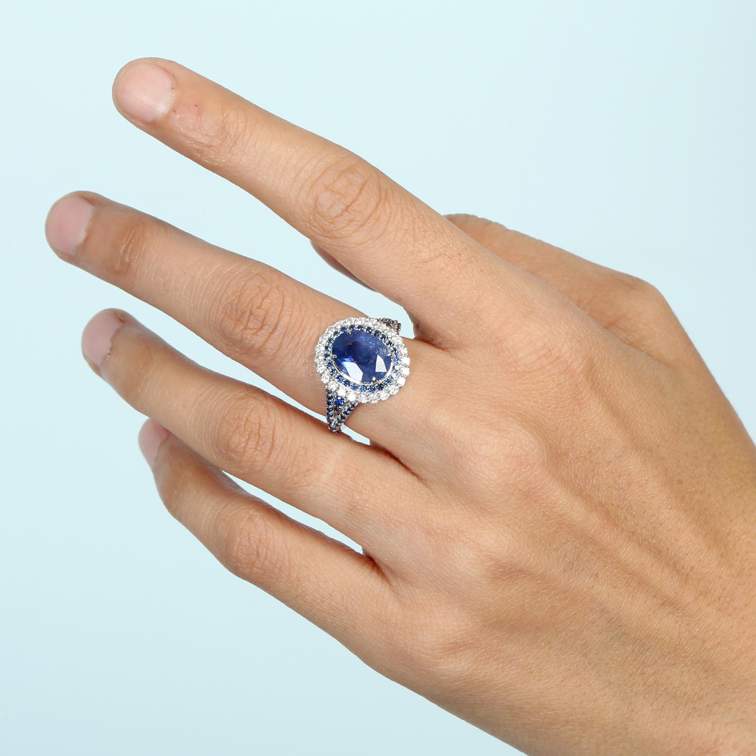 18KT:4,962g,D:0,44ct, Sapp:4,62ct, US-7
