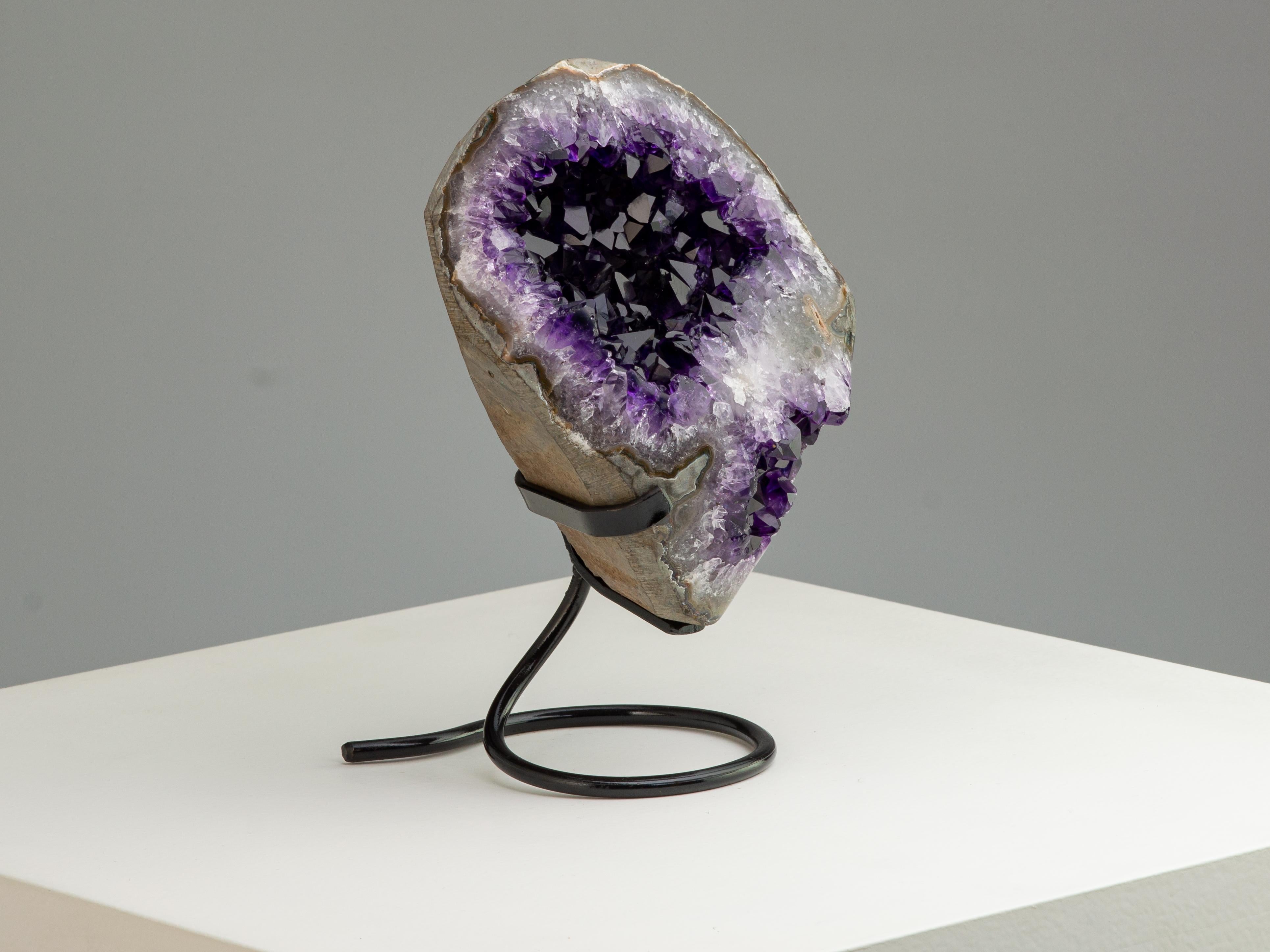 Oval Shaped Deep Purple Amethyst Geode Section In Excellent Condition For Sale In London, GB