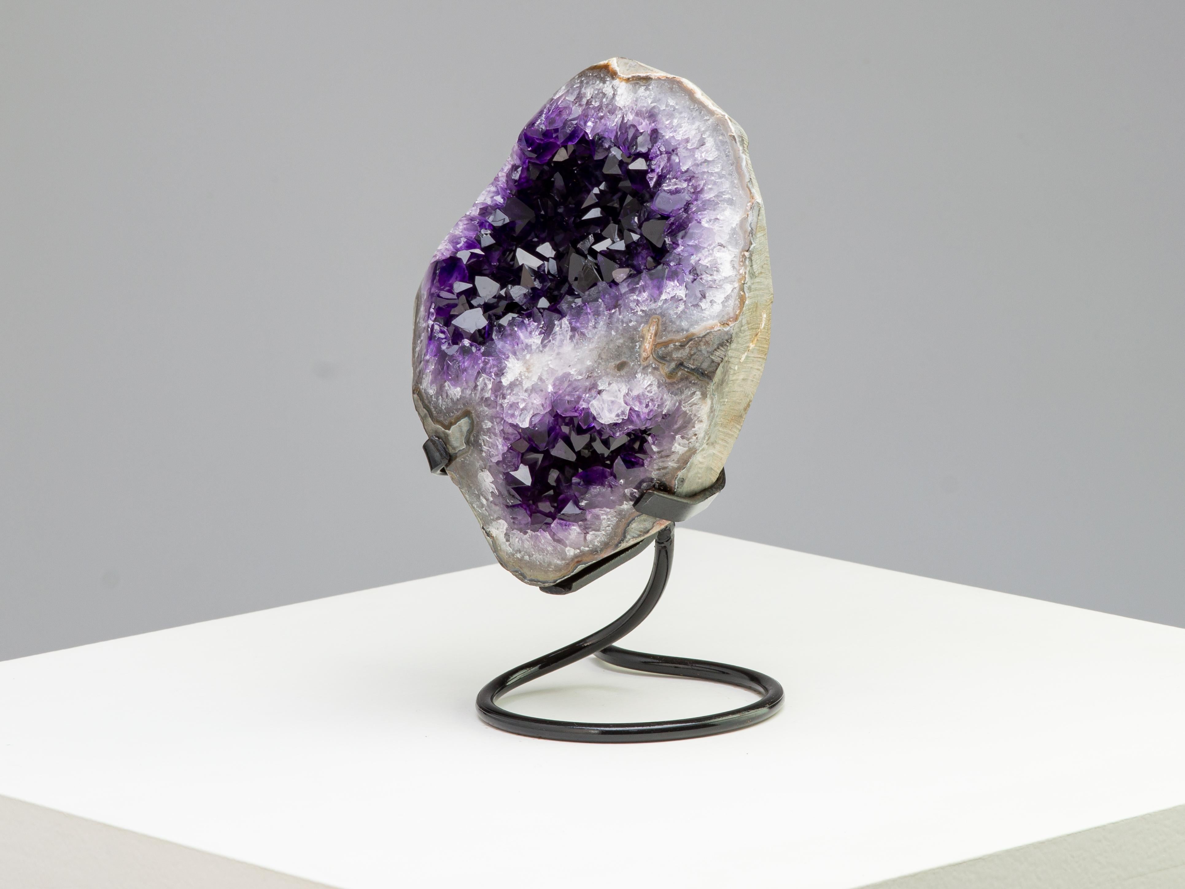18th Century and Earlier Oval Shaped Deep Purple Amethyst Geode Section For Sale