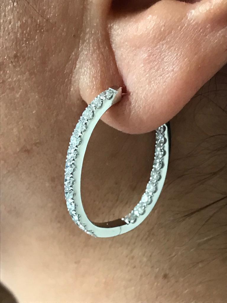 3 ct diamond hoop earrings