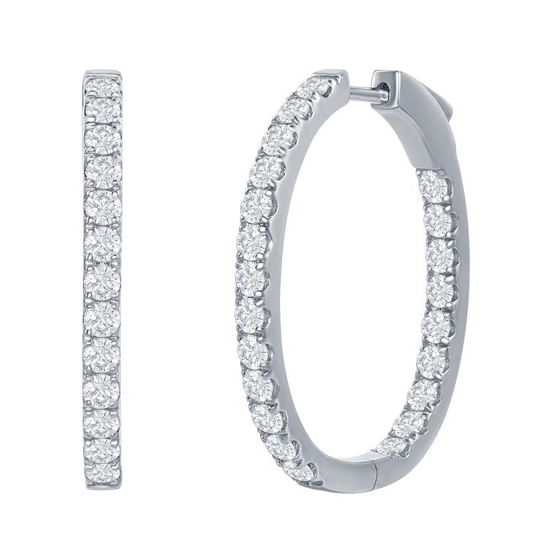 Oval Shaped Diamond Hoop Earrings 3 Carat For Sale