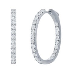 Oval Shaped Diamond Hoop Earrings 3 Carat