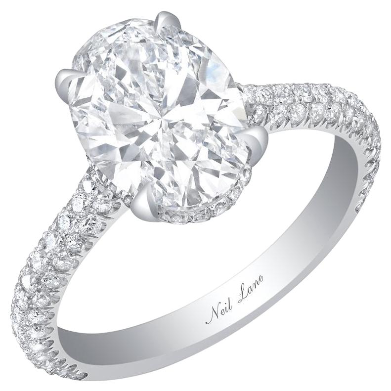 Neil Lane Couture Oval-Shaped  Diamond, Platinum Ring For Sale