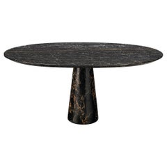 Oval Shaped Dining Table in Black Marble