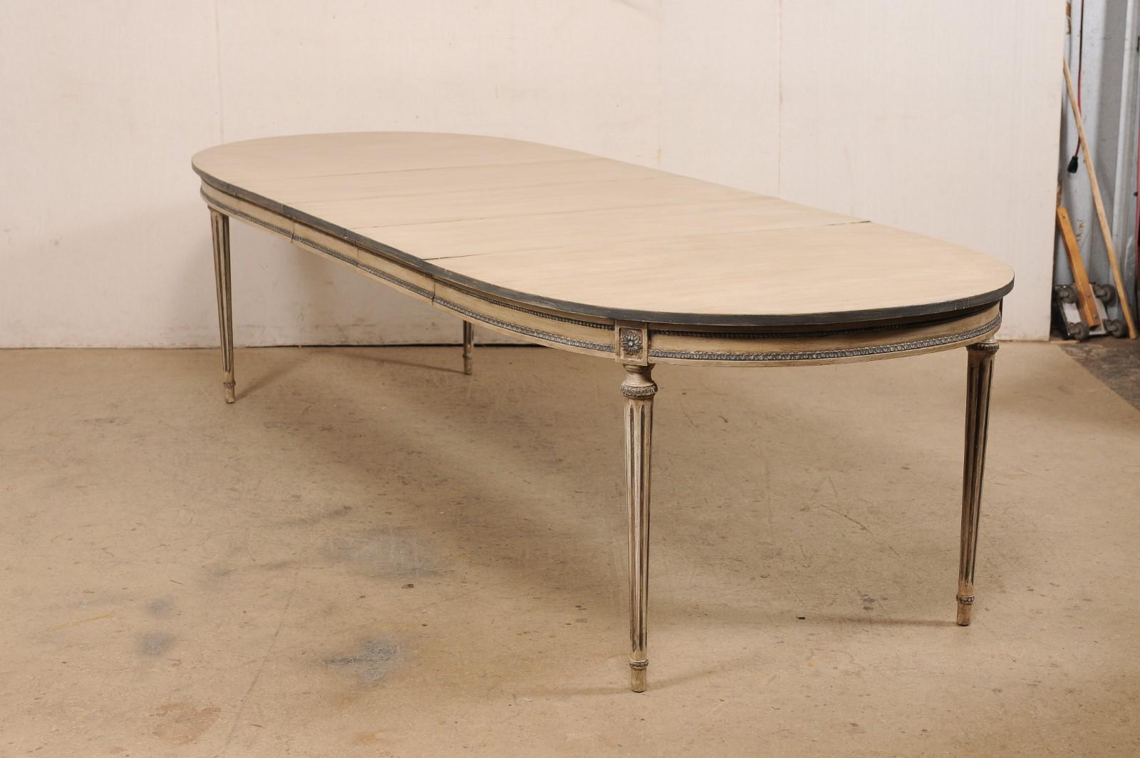 Oval-Shaped Dining Table on Fluted & Tapering Legs, Custom Painted Finish For Sale 4