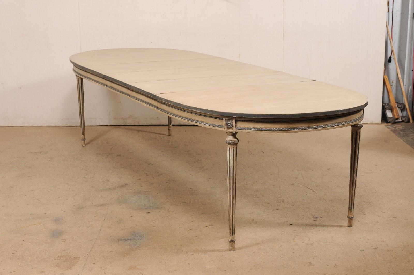 Oval-Shaped Dining Table on Fluted & Tapering Legs, Custom Painted Finish 4