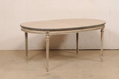 Oval-Shaped Dining Table on Fluted & Tapering Legs, Custom Painted Finish
