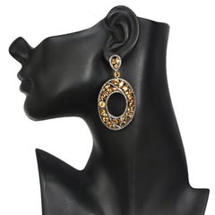 Ovale Ohrringe in Form von Zitrinen, gefüllt mit mehrfarbigen Zitrinen und Pavé-Diamanten