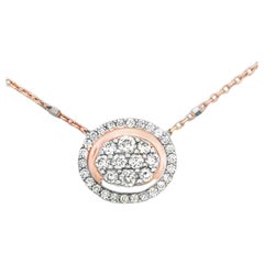 Collier pendentif East West Diamond de forme ovale en or blanc et rose 14K