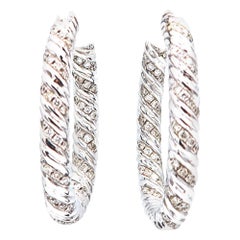 Oval Shaped All-Round Hoop Inside Outside Diamond Gold Earrings