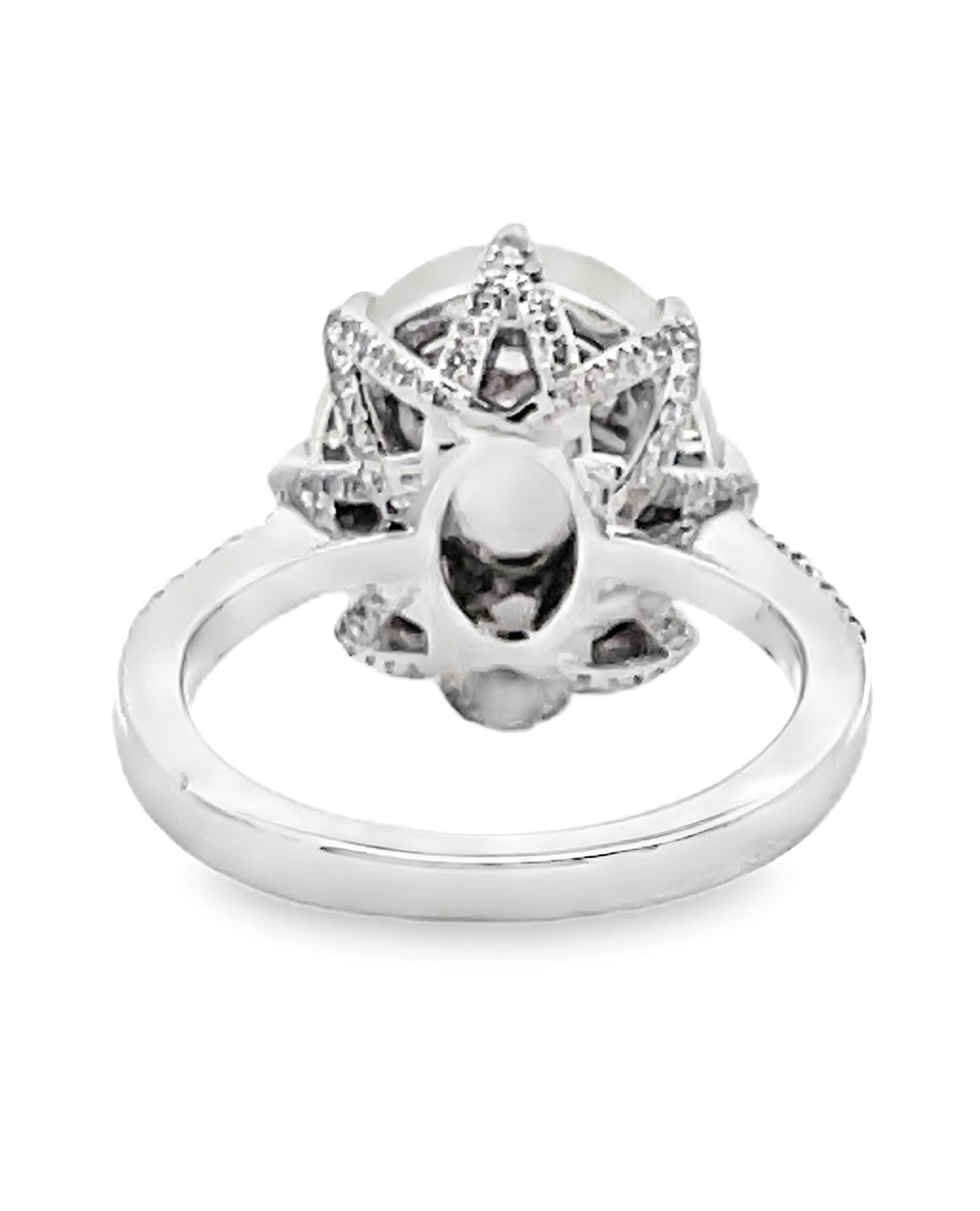 Ovaler Opalring mit Zacken aus 14K Weißgold im Zustand „Neu“ im Angebot in Old Tappan, NJ
