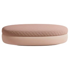Oval Shaped Ottoman Bench In Dusty Rose w/ Diamond Quilting-Mondo Design Studio