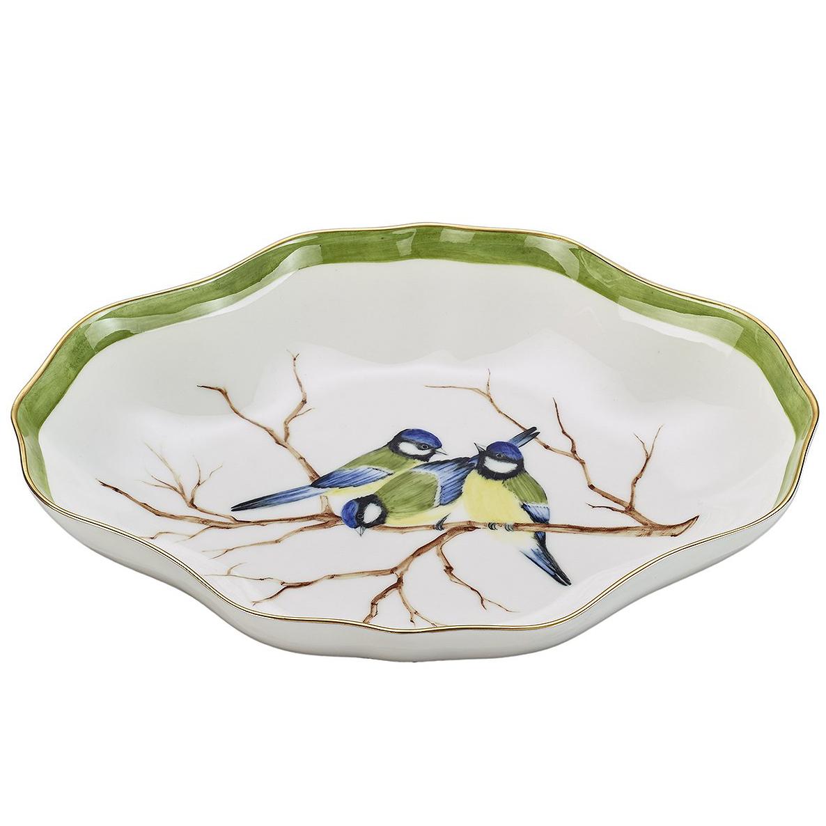 Country Style Porcelain Pastry Dish Handpainted Birds Sofina Boutique Kitzbühel