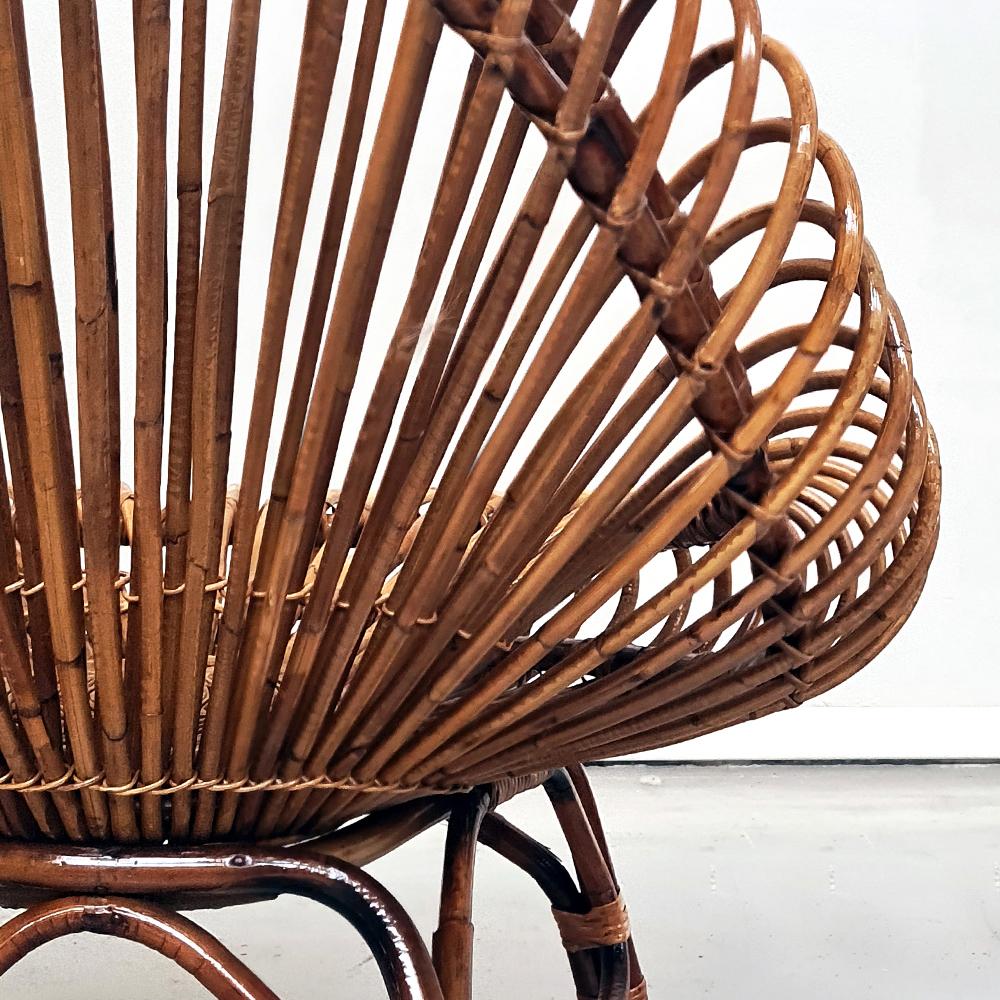 Oval-Shaped Rattan Armchair in the Manner of Franco Albini, 1960s at ...