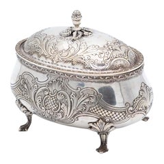Oval-shaped silver bowl