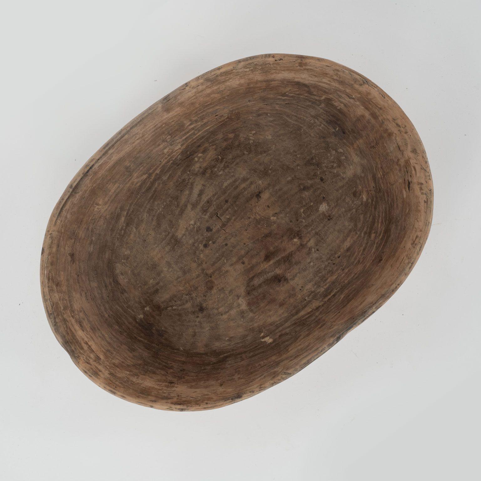 Hand-Carved Oval-Shaped Swedish Root Wood Bowl For Sale