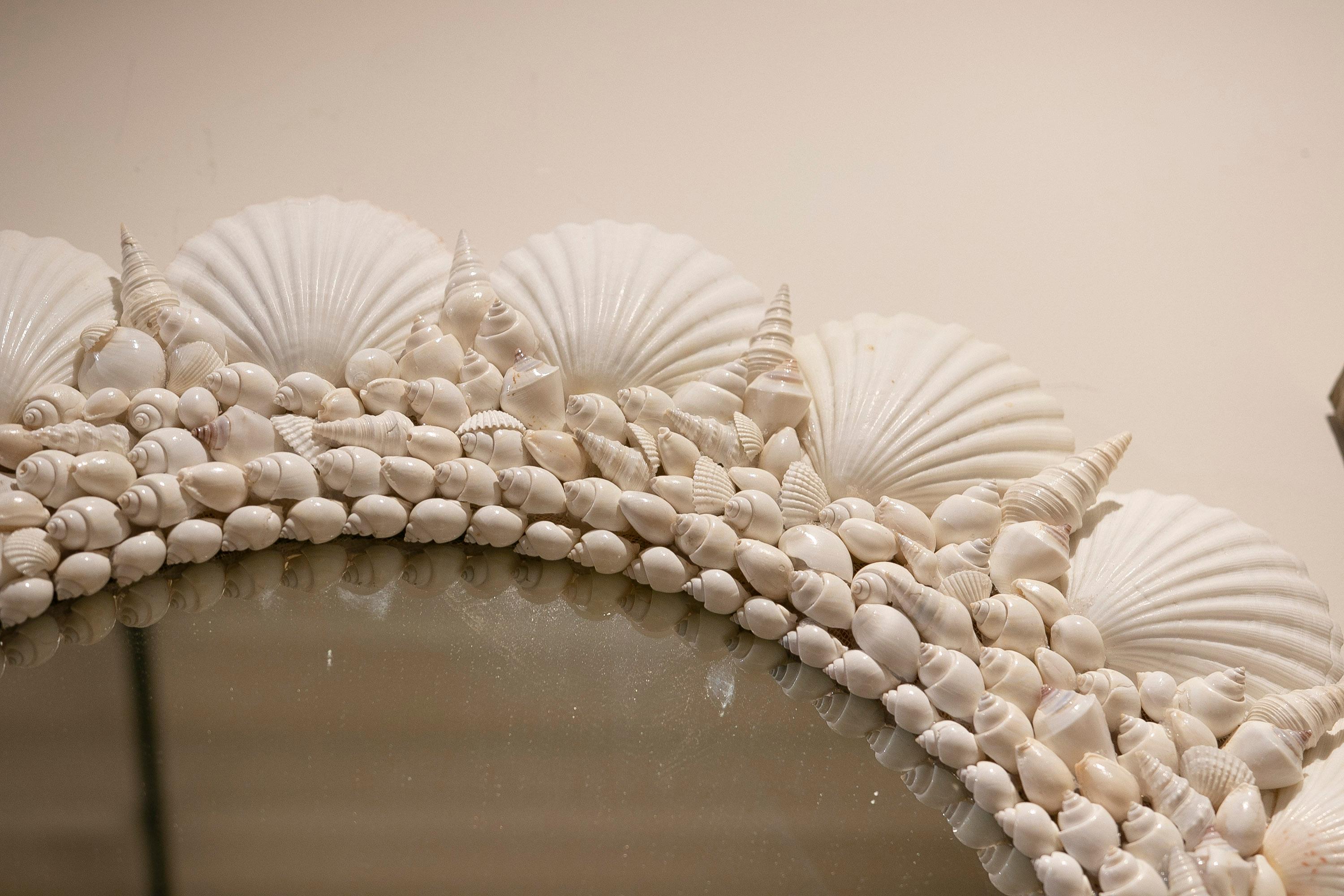 Oval-Shaped Wall Mirror Made from Seashells and Conch Shells 5