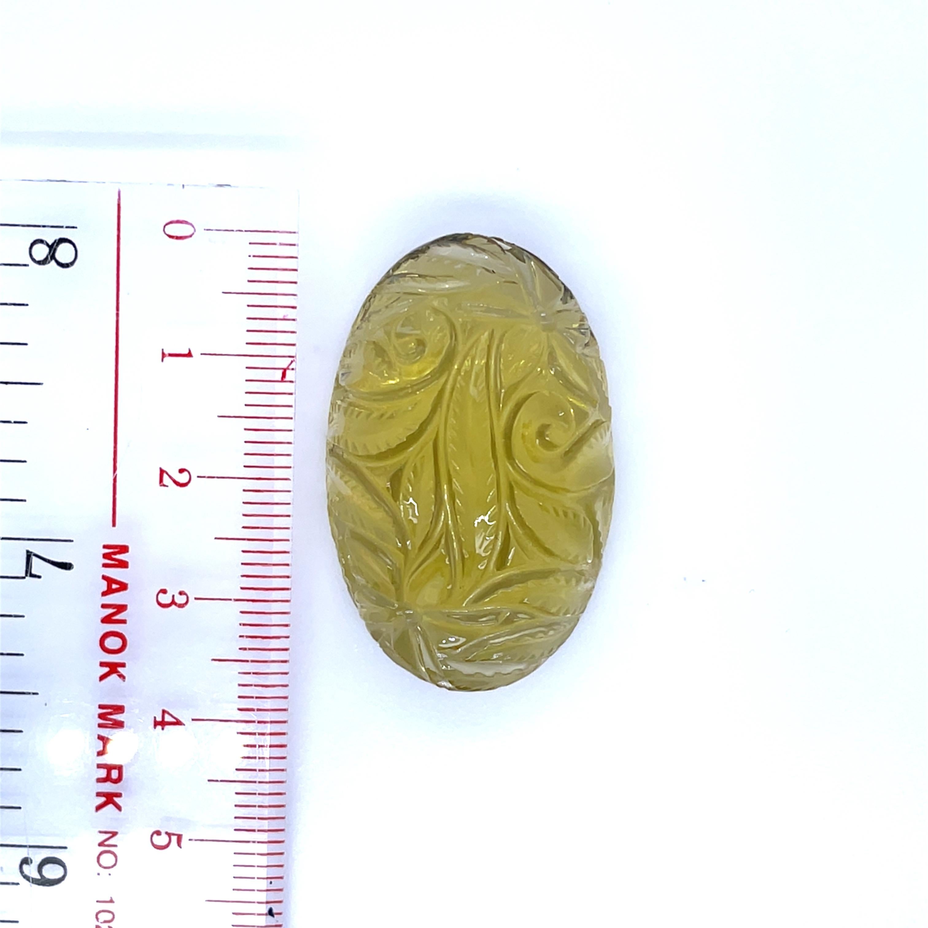 Intaglio di ametista gialla a forma ovale Cts 94,68 in vendita 4