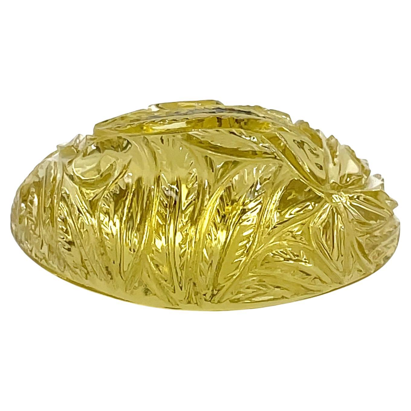 Sculpture d'améthyste jaune de forme ovale Cts 94.68