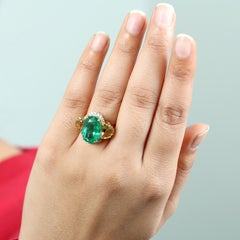 Oval Shaped Zambian Emerald Cocktail Ring With Citrine