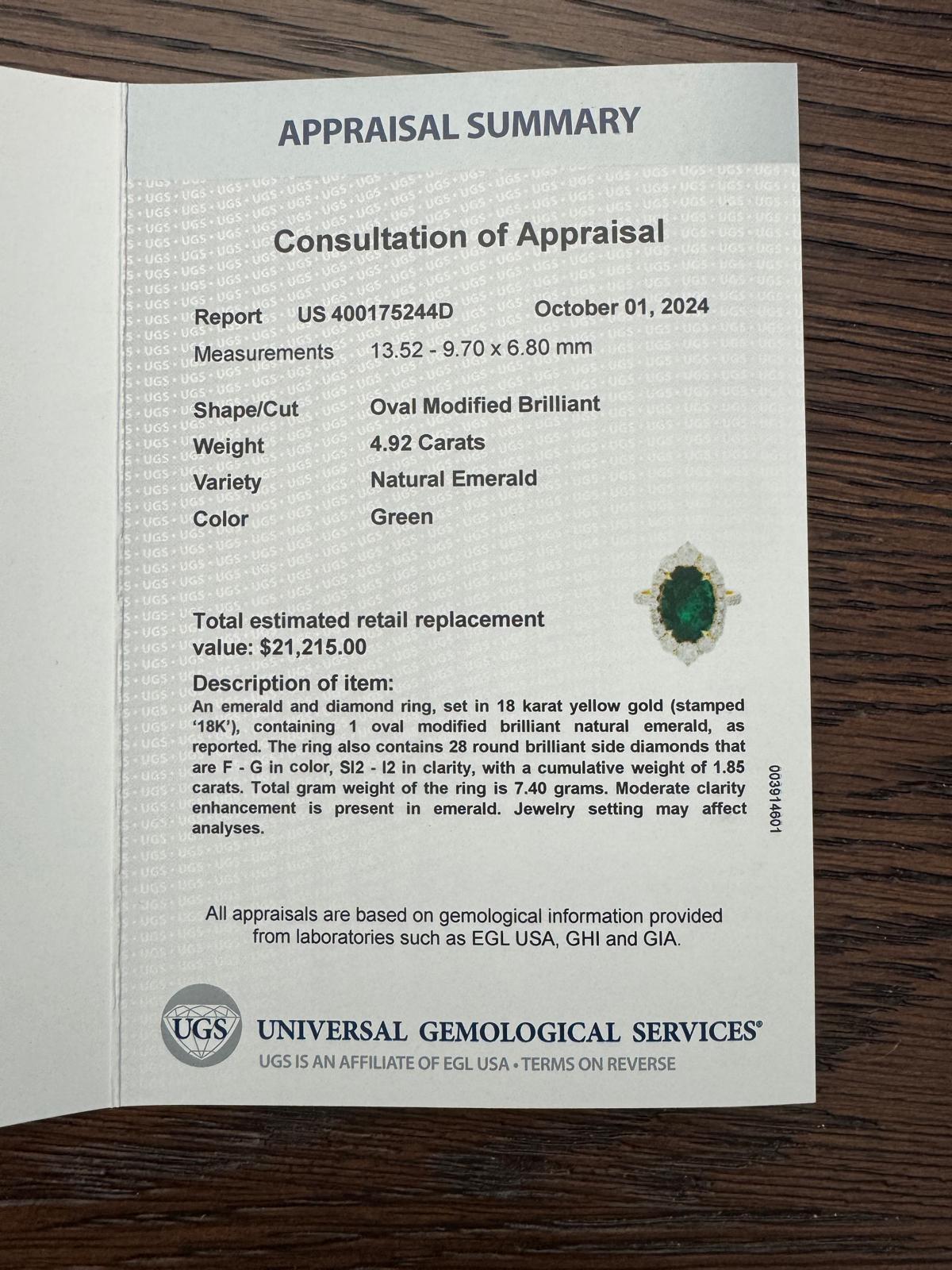 Oval Shaped Zambian Emerald Cocktail Ring With Diamonds For Sale 1