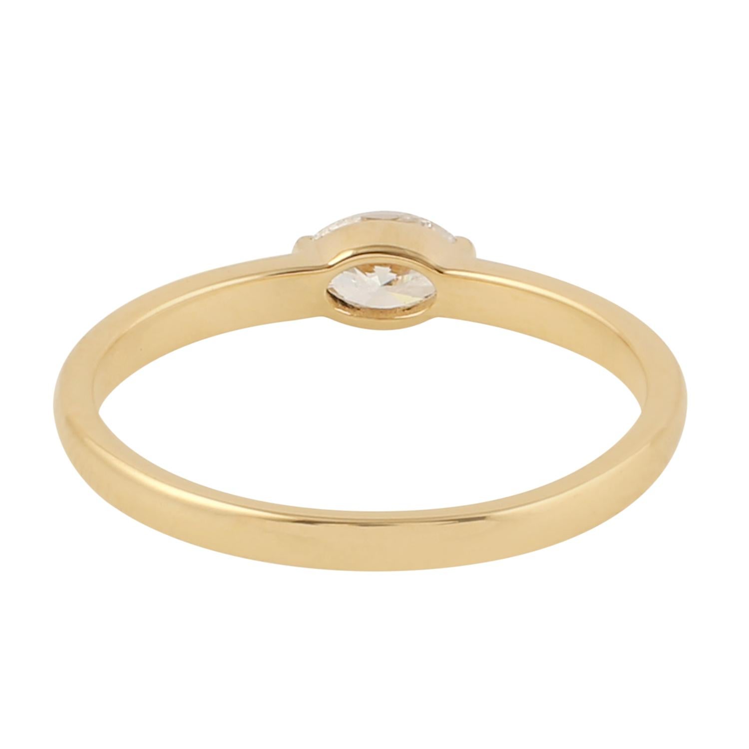 Mixed Cut Oval Shaped Rosecut Diamonds Band Ring Made In 18k Yellow Gold For Sale