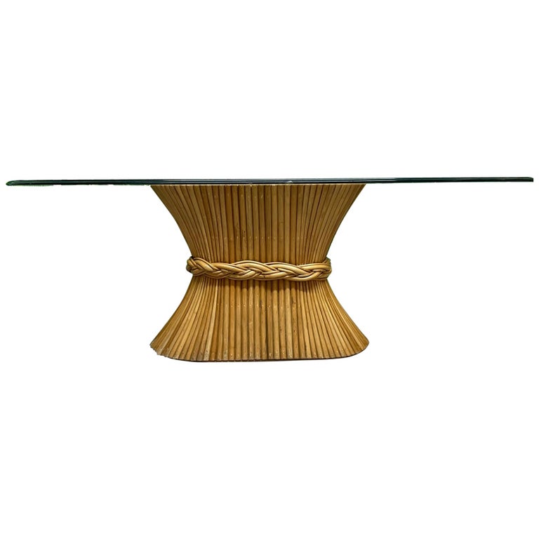Oval Sheaf of Wheat Dining Table in the Manner of McGuire at 1stDibs