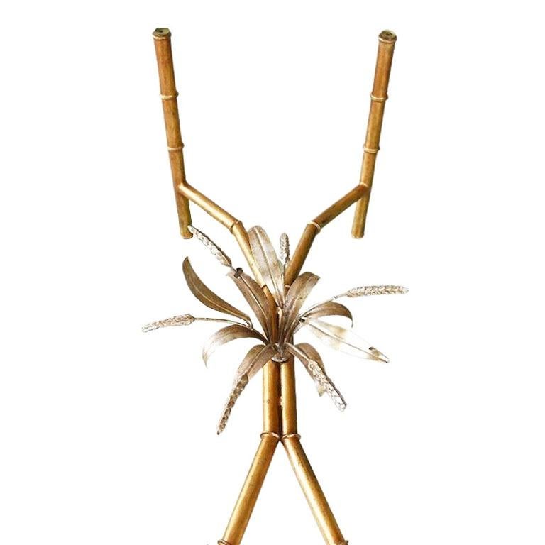 20th Century Oval Sheaf of Wheat Gold Glass Coffee Table after Robert Goossens - Italy