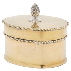Antique Oval Sheffield brass tea caddy, c. 1820-30