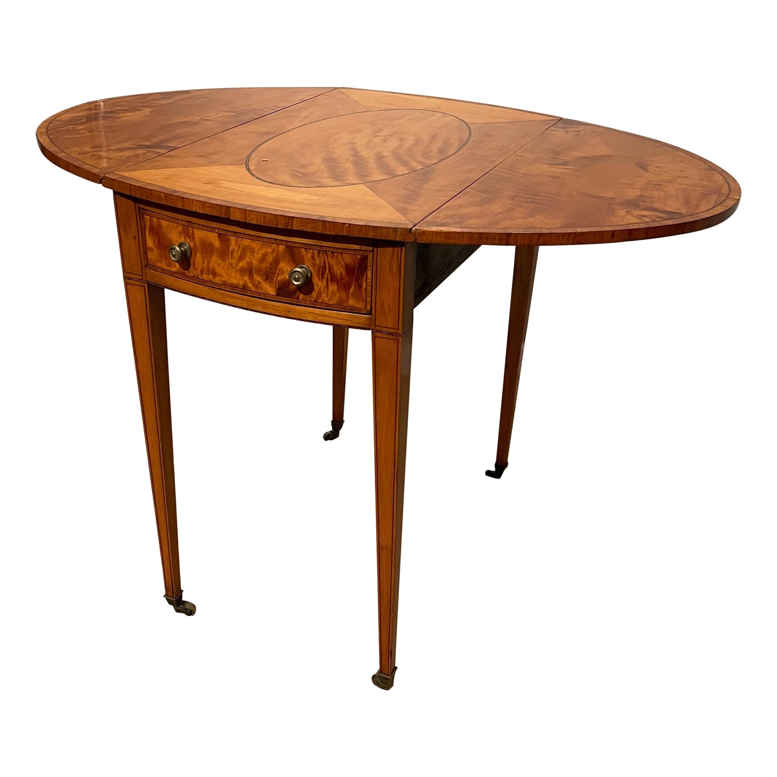 Oval Sheraton Satinwood Pembroke Table, Circa 1790 For Sale