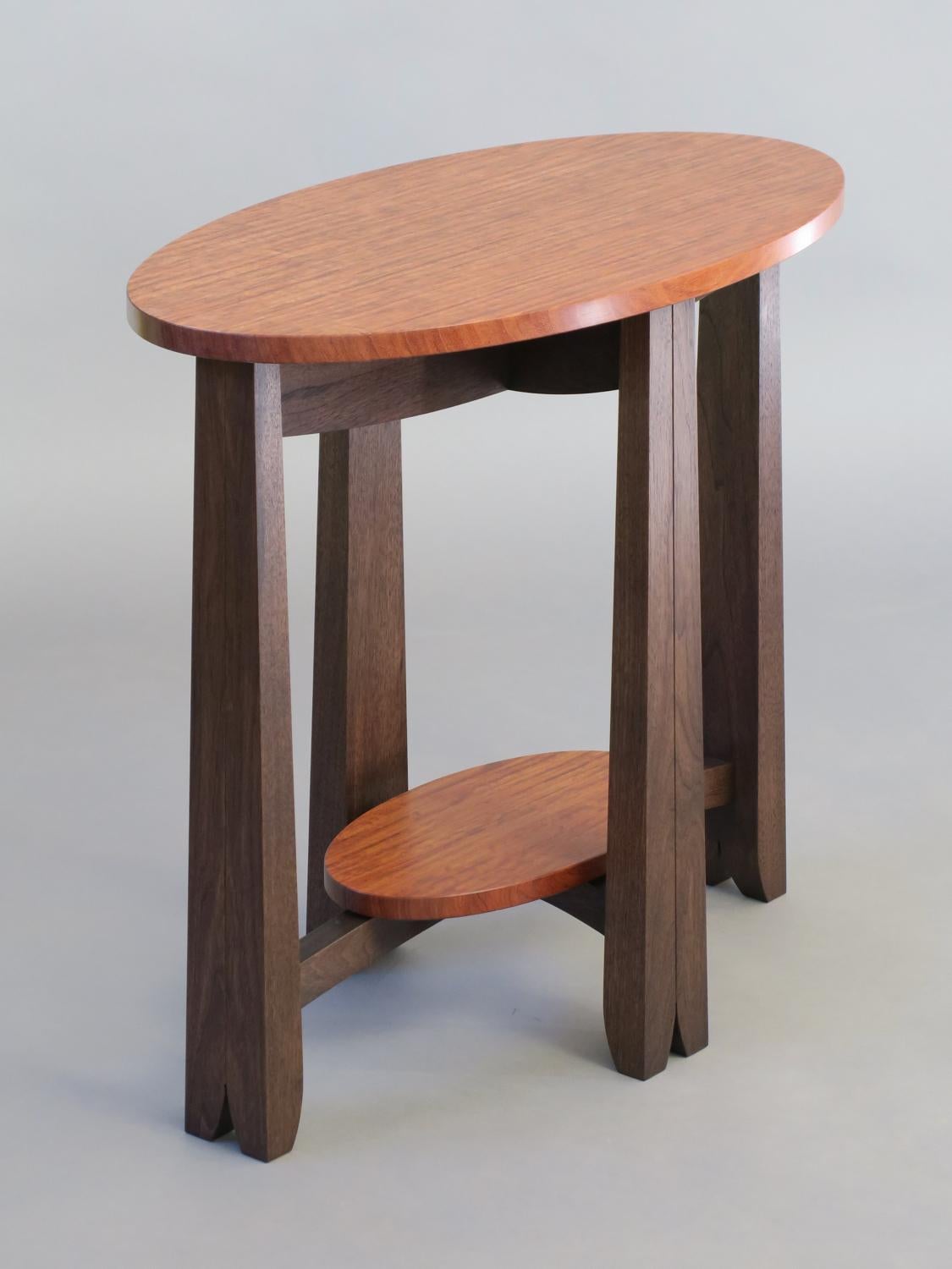 American Oval Side Table -Bubinga, Blackened Walnut  by Thomas Throop - Made to Order