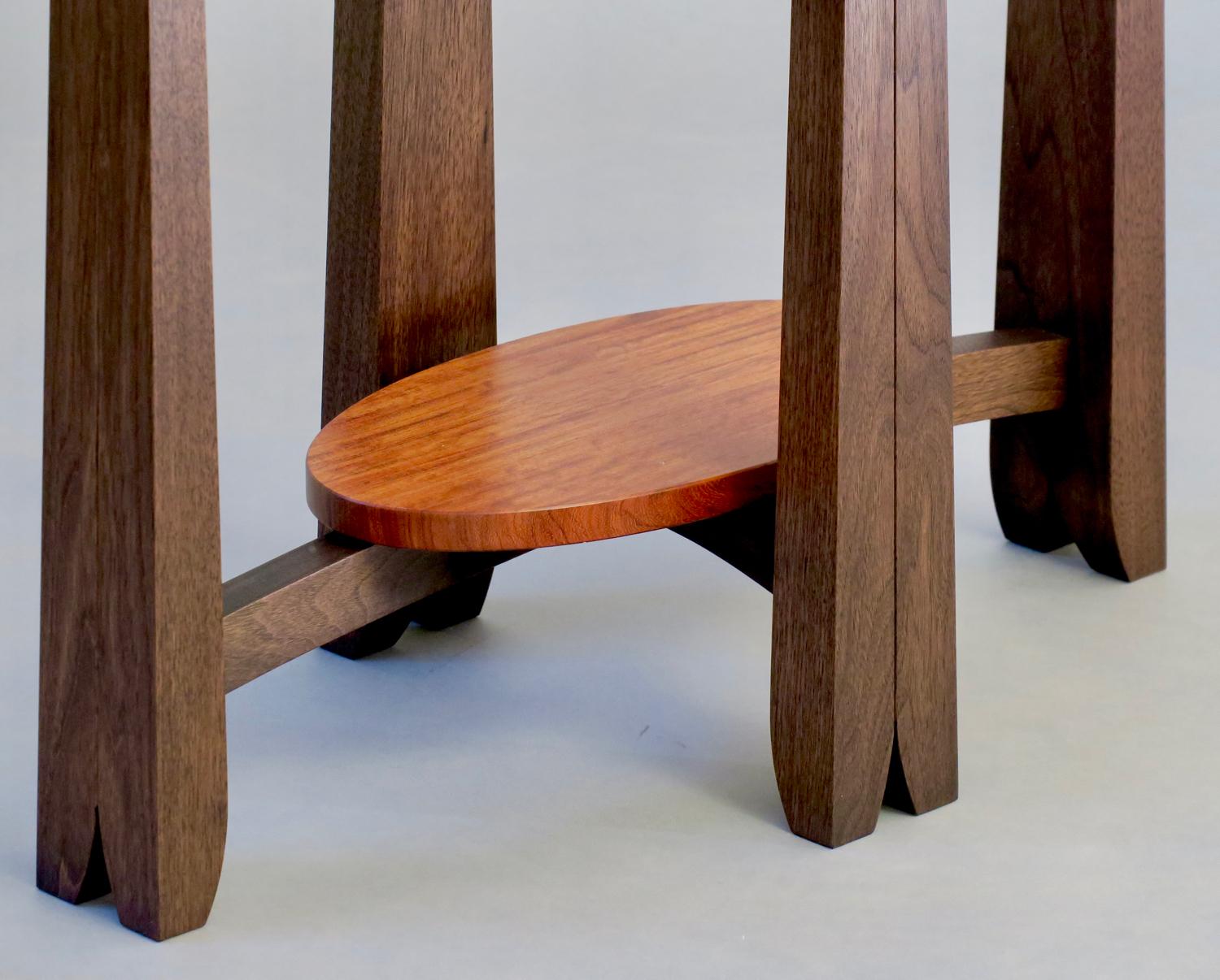 Oval Side Table in Bubinga and Blackened Walnut  by Thomas Throop - In Stock  In New Condition For Sale In New Canaan, CT