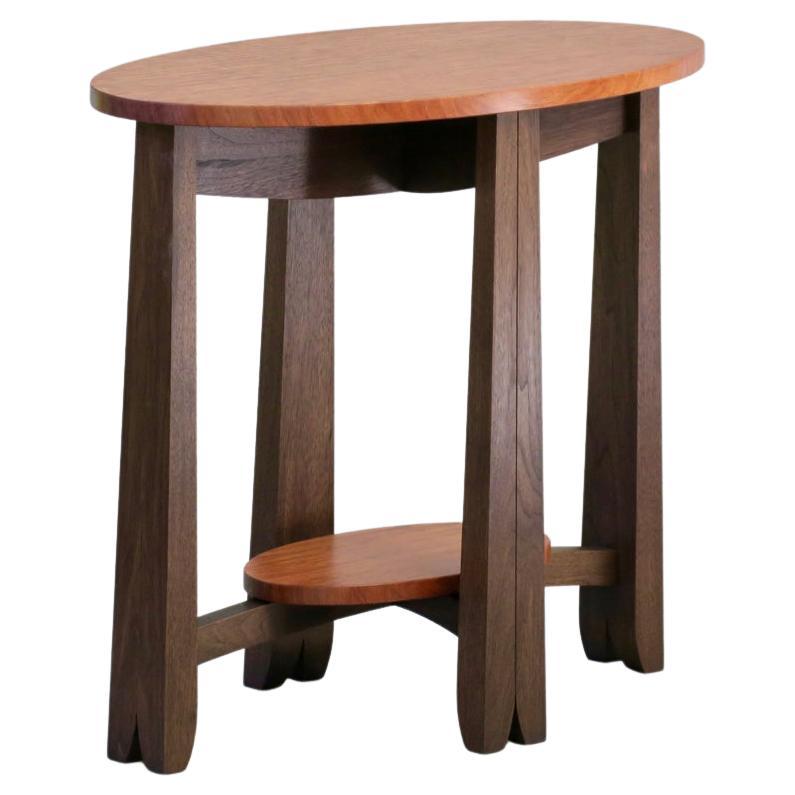 Oval Side Table in Bubinga and Blackened Walnut  by Thomas Throop - In Stock  For Sale