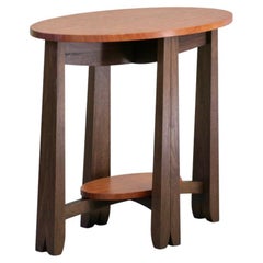 Oval Side Table in Bubinga and Blackened Walnut  by Thomas Throop - In Stock 