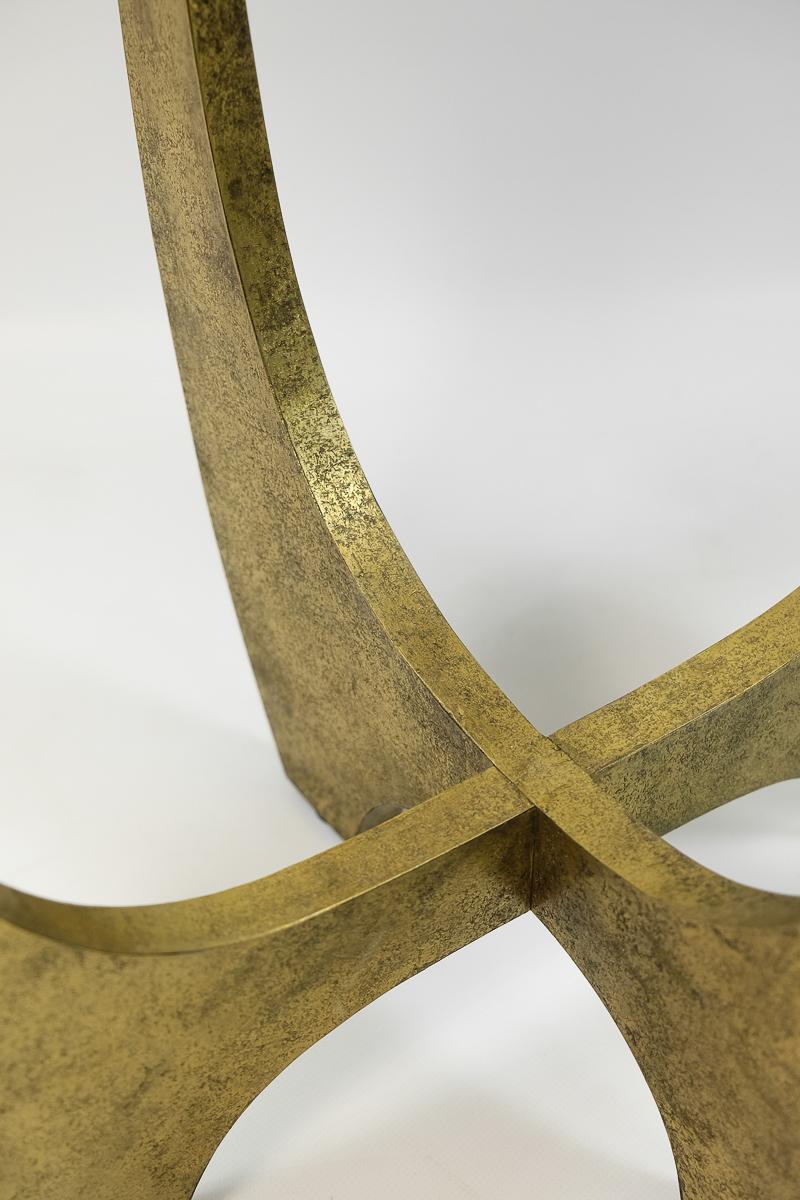 Oval Side Table in Textured Brass and Shagreen by Ginger Brown 1