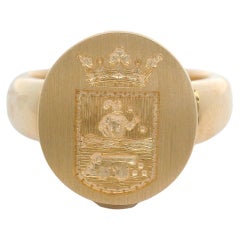 Oval Signet Ring, 18k Rose Gold, 14.5 x 13.5 mm with Heraldic Engraving