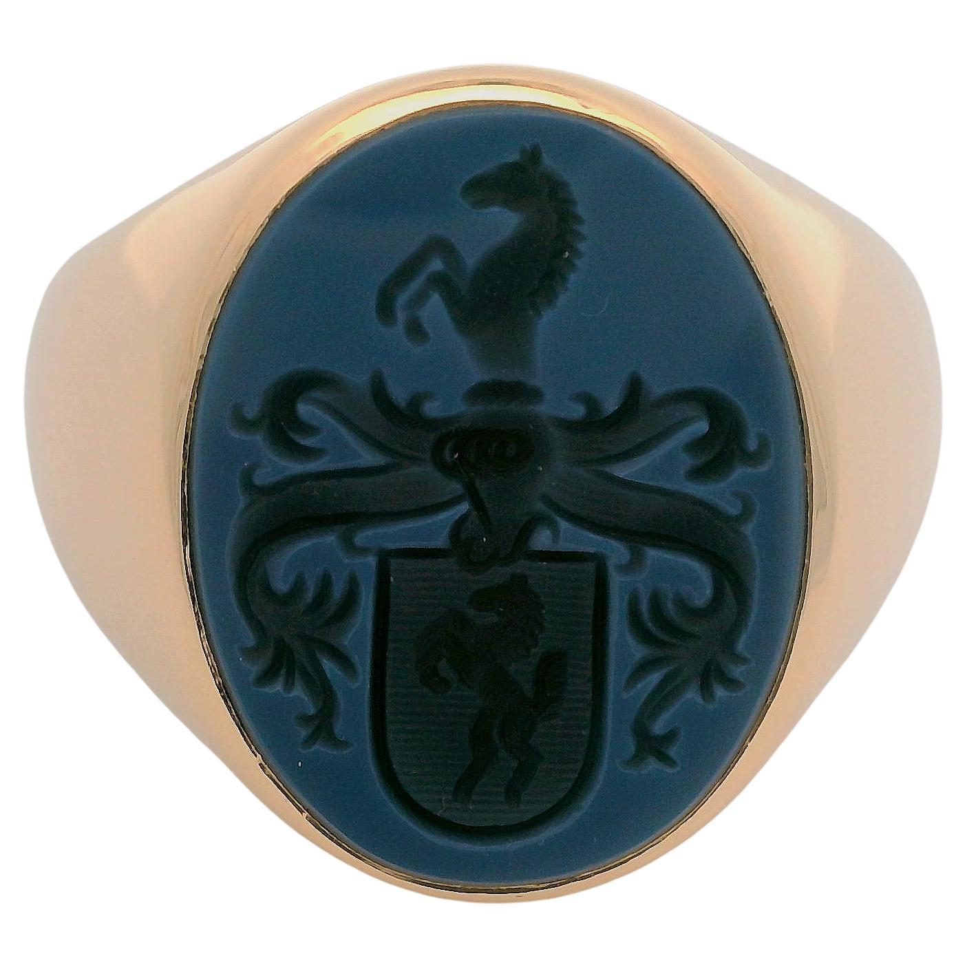 Oval Signet Ring, 18K Rose Gold,  Niccolo 17.0 x 13.0 mm with heraldic Engraving