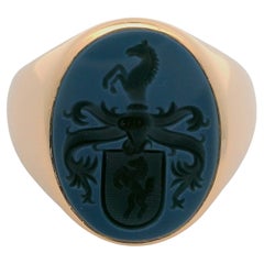 Oval Signet Ring, 18K Rose Gold,  Niccolo 17.0 x 13.0 mm with heraldic Engraving