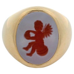 Oval Signet Ring, 18k Rose Gold, Niccolo Carnelian 13.0 x 10.2mm with Engraving