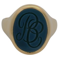 Anello Ovale Signet Ring in oro giallo 18k Niccolo 15,5 x 11,0 mm con incisione