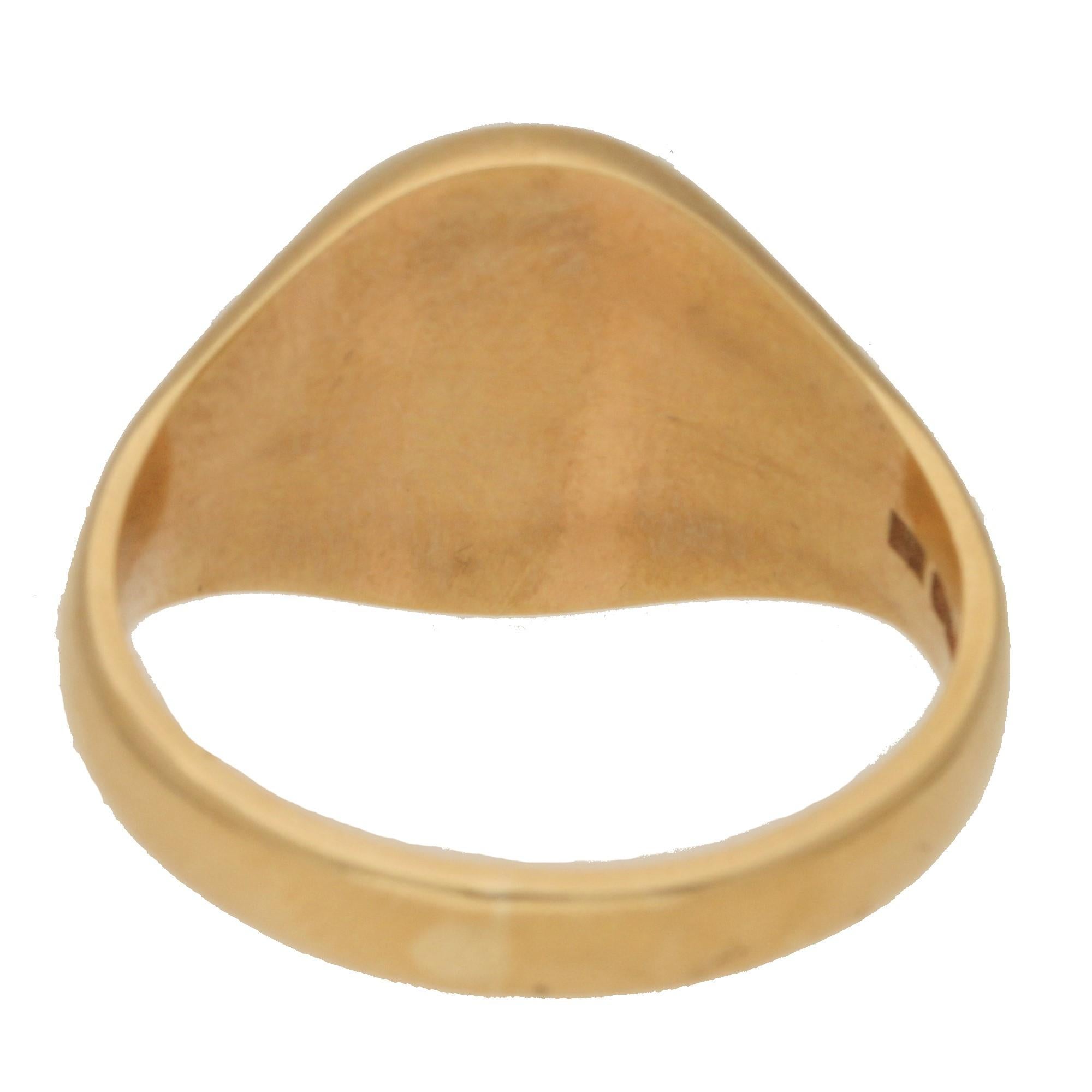 Modern Oval Signet Ring in Solid 9 Karat Yellow Gold