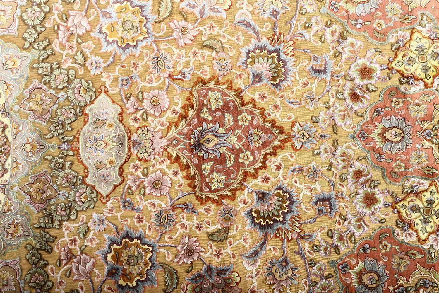 Gold Nazmiyal Collection Vintage Souf Persian Tabriz Rug. Size: 9' 7