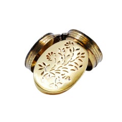 Oval silver-gold vinaigrette box with engraved lid, George III period Antique Oval silver-gold vinaigrette box with engraved lid, George III period