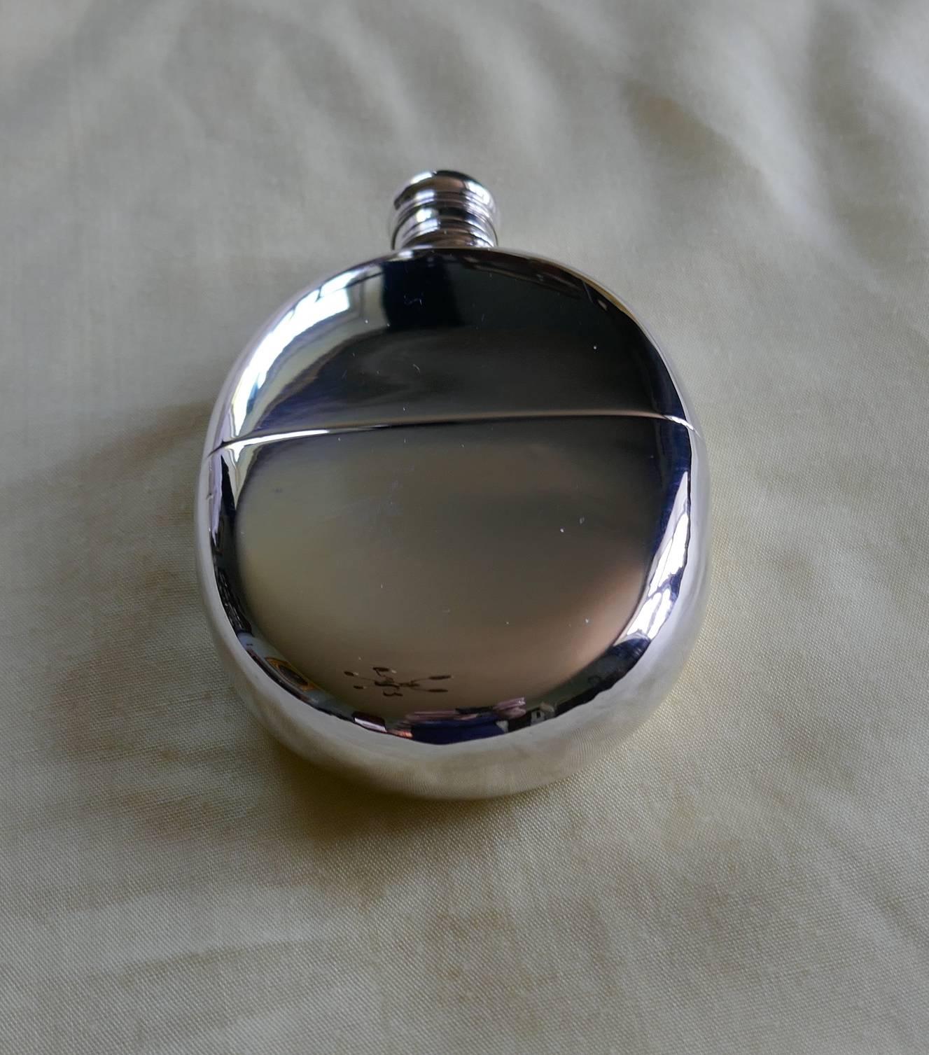 Oval Silver Hip Flask, 1872 1